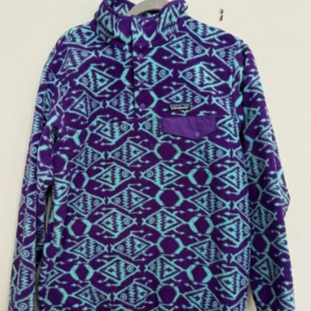 Patagonia Snap T Synchilla Womens Ikat Big Fish medium Purple